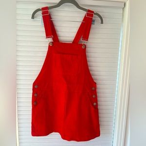 American Eagle Don’t Ask Why Brand Red Thin Corduroy Overall Skirt Size XS/S